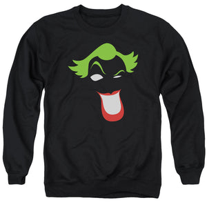 AN OFFCIALLY LICENSED BATMAN JOKER SIMPLIFIED ADULT UNISEX CREWNECK SWEATSHIRT BLACK