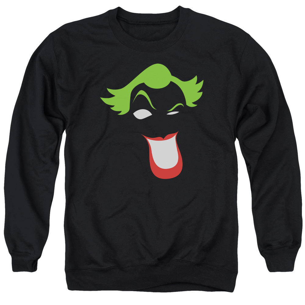 AN OFFCIALLY LICENSED BATMAN JOKER SIMPLIFIED ADULT UNISEX CREWNECK SWEATSHIRT BLACK