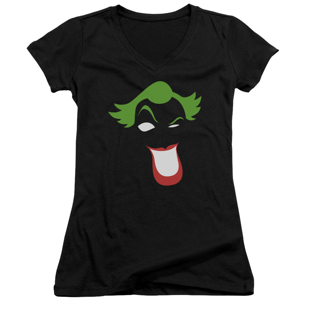 Batman Joker Simplified Licensed Women's T-Shirt Juniors V-Neck SM