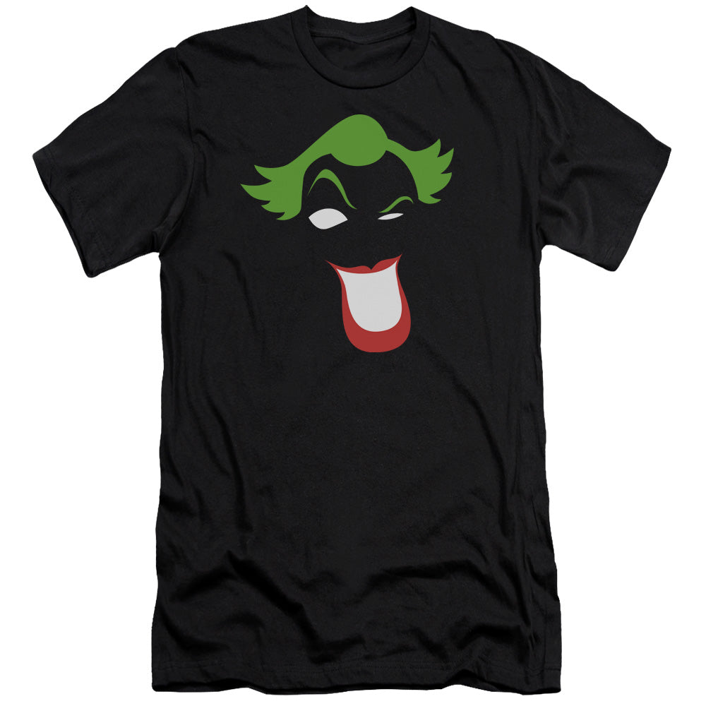 AN OFFCIALLY LICENSED BATMAN JOKER SIMPLIFIED MEN'S PREMIUM SLIM FIT T-SHIRT BLACK