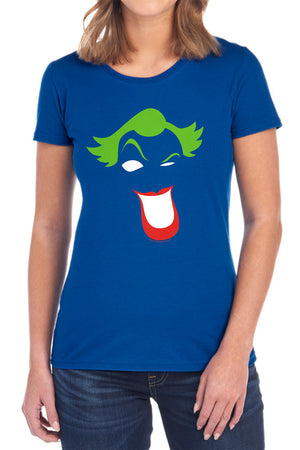 AN OFFCIALLY LICENSED BATMAN JOKER SIMPLIFIED WOMEN'S REGULAR FIT T-SHIRT BLACK
