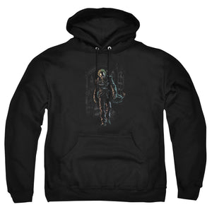 AN OFFCIALLY LICENSED BATMAN JOKER LEAVES ARKHAM ADULT UNISEX PULLOVER HOODIE BLACK