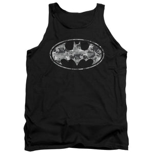 AN OFFCIALLY LICENSED BATMAN URBAN CAMO SHIELD ADULT UNISEX TANK TOP BLACK