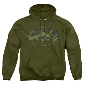 AN OFFCIALLY LICENSED BATMAN MARINE CAMO SHIELD ADULT UNISEX PULLOVER HOODIE MILITARY GREEN