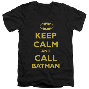 AN OFFCIALLY LICENSED BATMAN CALL BATMAN MEN'S V-NECK T-SHIRT BLACK