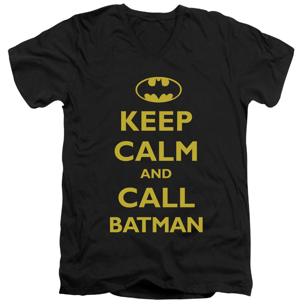 AN OFFCIALLY LICENSED BATMAN CALL BATMAN MEN'S V-NECK T-SHIRT BLACK