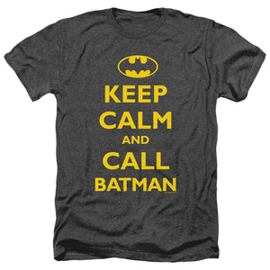 AN OFFCIALLY LICENSED BATMAN CALL BATMAN MEN'S HEATHER T-SHIRT CHARCOAL