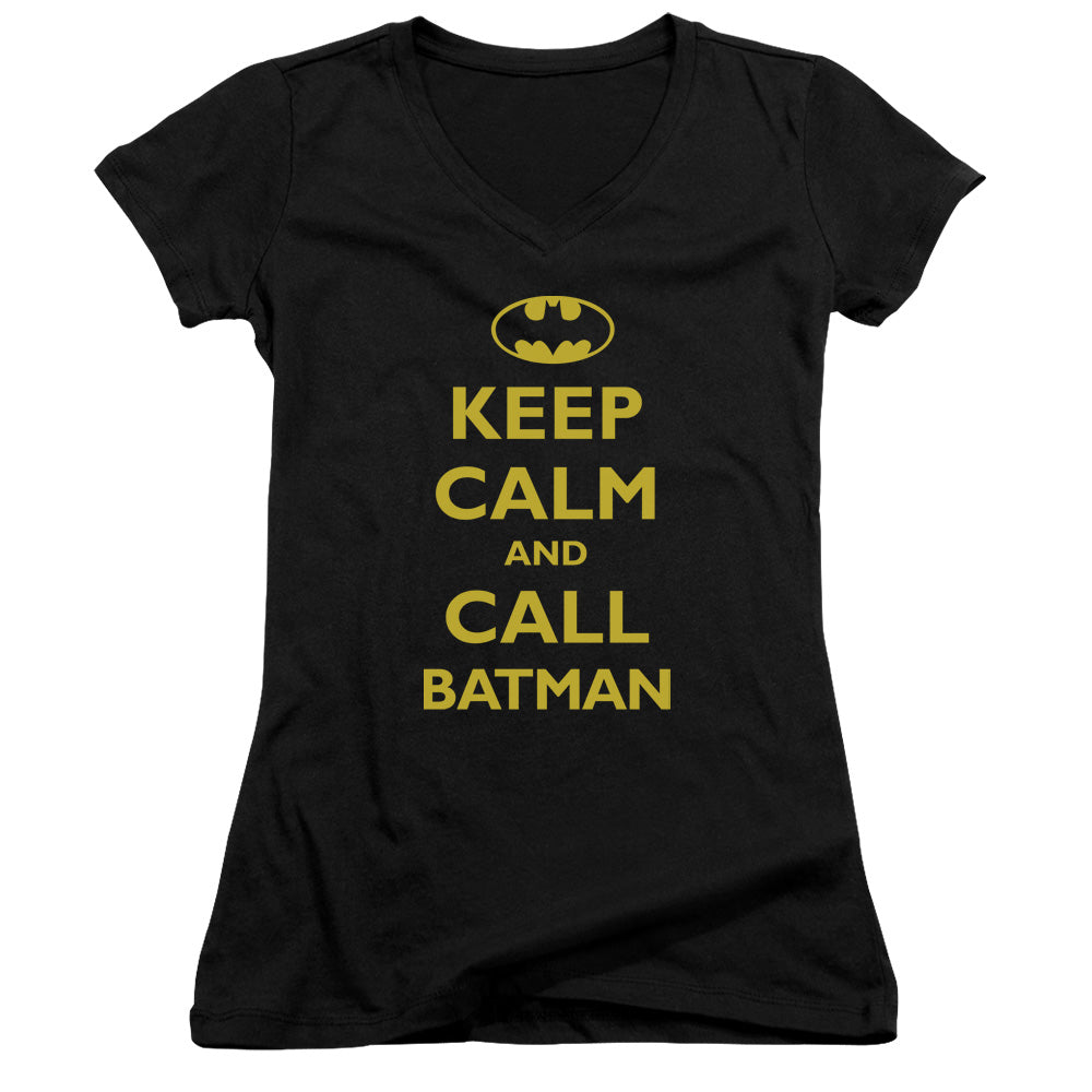 Batman Call Batman Licensed Women's T-Shirt Juniors V-Neck SM