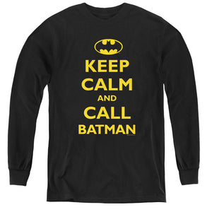 AN OFFCIALLY LICENSED BATMAN CALL BATMAN YOUTH LONG SLEEVE T-SHIRT BLACK