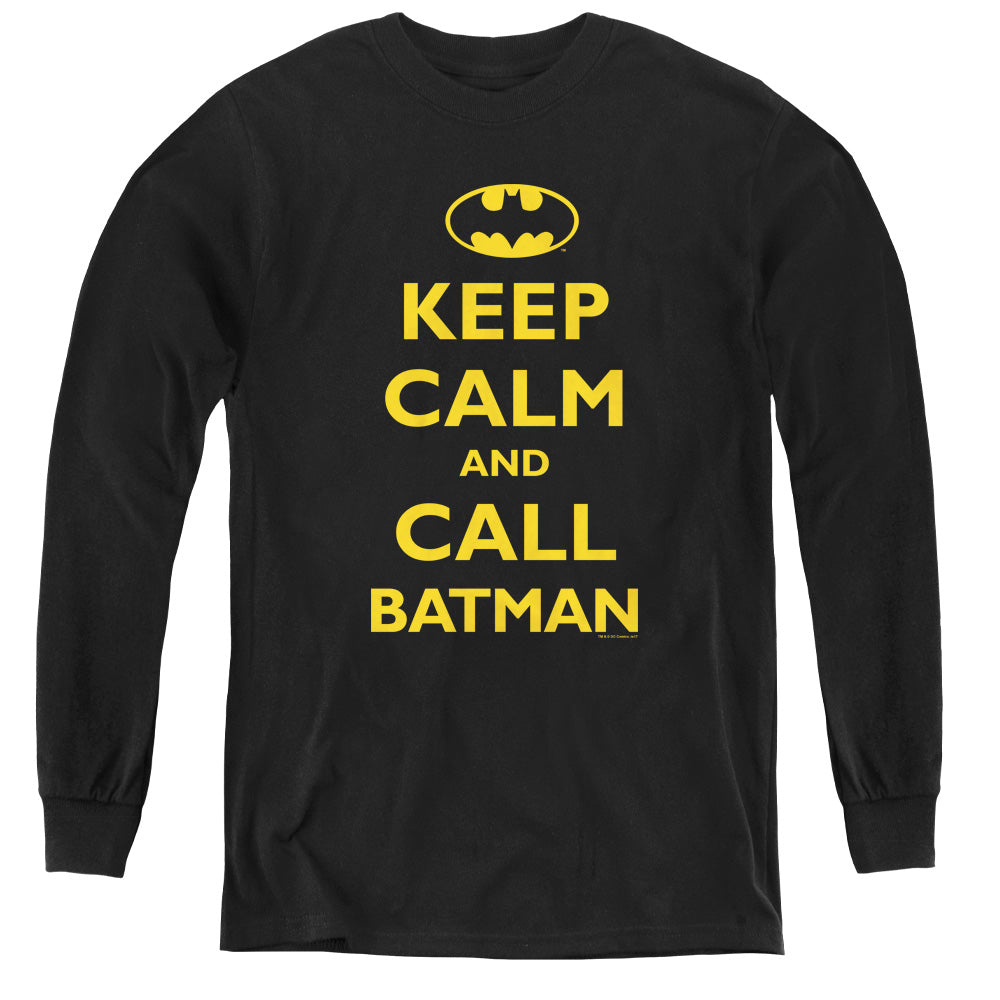 AN OFFCIALLY LICENSED BATMAN CALL BATMAN YOUTH LONG SLEEVE T-SHIRT BLACK