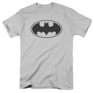 AN OFFCIALLY LICENSED BATMAN BLACK BAT MEN'S REGULAR FIT T-SHIRT SILVER
