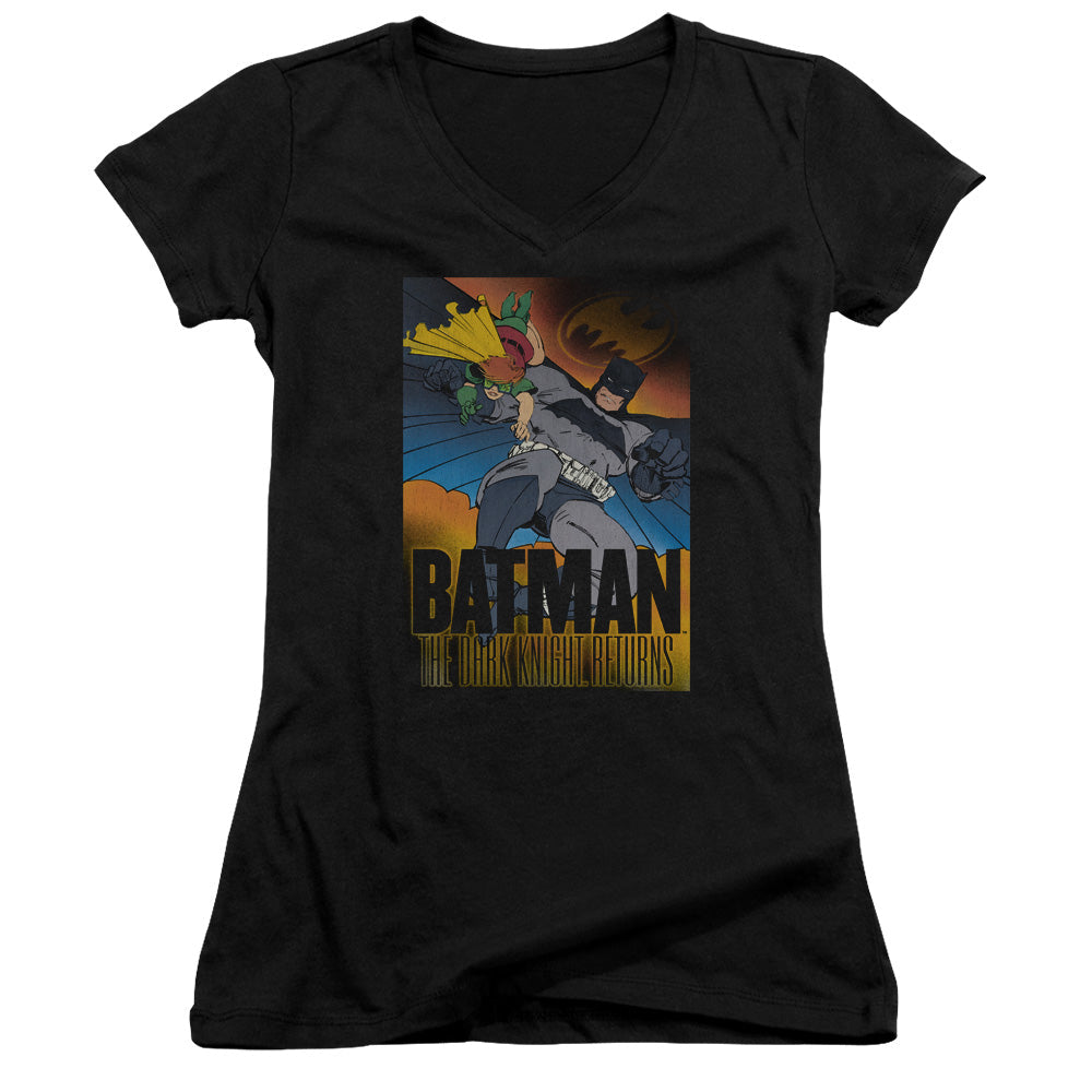 Batman Dk Returns Licensed Women's T-Shirt Juniors V-Neck SM