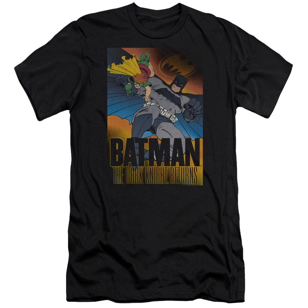 AN OFFCIALLY LICENSED BATMAN DK RETURNS MEN'S PREMIUM SLIM FIT T-SHIRT BLACK
