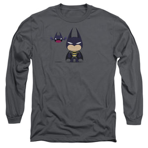 AN OFFCIALLY LICENSED BATMAN CUTE BATMAN MEN'S LONG SLEEVE T-SHIRT CHARCOAL