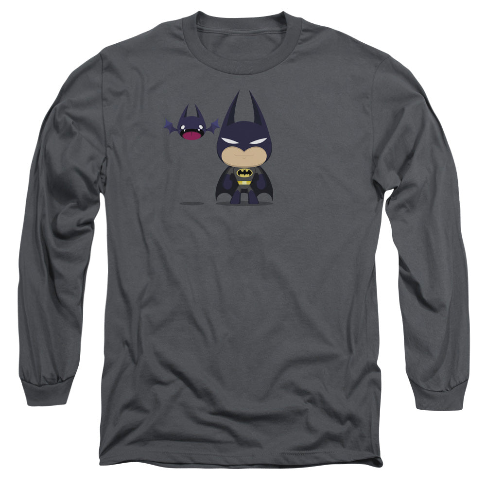 AN OFFCIALLY LICENSED BATMAN CUTE BATMAN MEN'S LONG SLEEVE T-SHIRT CHARCOAL