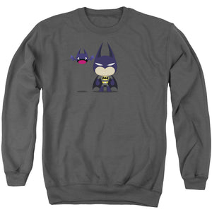 AN OFFCIALLY LICENSED BATMAN CUTE BATMAN ADULT UNISEX CREWNECK SWEATSHIRT CHARCOAL