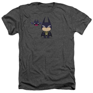 AN OFFCIALLY LICENSED BATMAN CUTE BATMAN MEN'S HEATHER T-SHIRT CHARCOAL