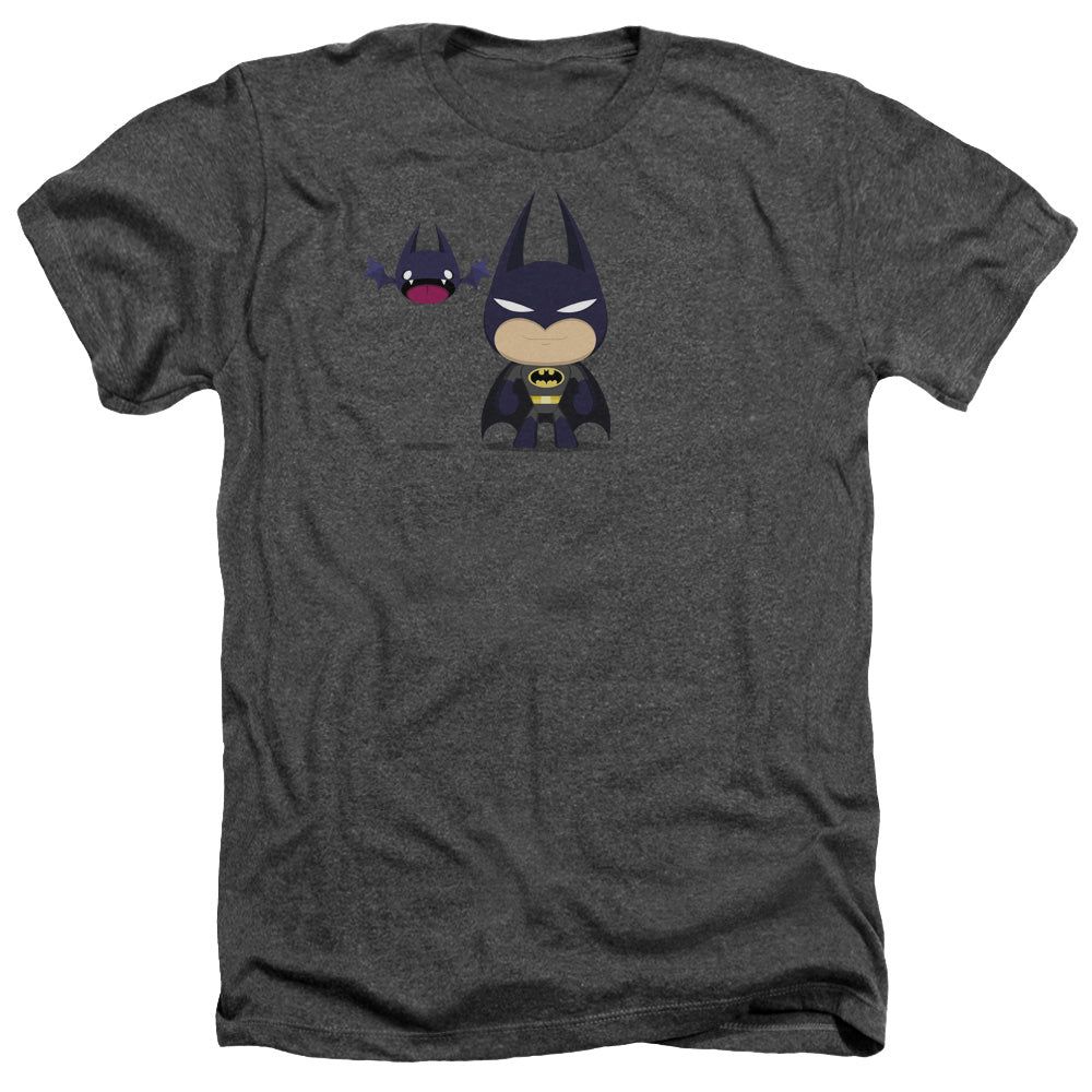 AN OFFCIALLY LICENSED BATMAN CUTE BATMAN MEN'S HEATHER T-SHIRT CHARCOAL