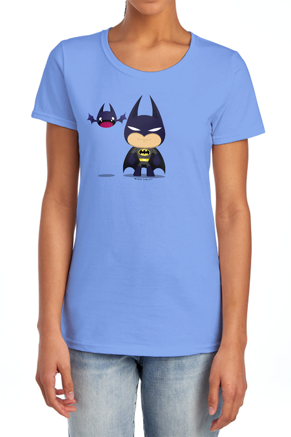 AN OFFCIALLY LICENSED BATMAN CUTE BATMAN WOMEN'S REGULAR FIT T-SHIRT CHARCOAL