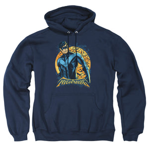AN OFFCIALLY LICENSED BATMAN NIGHTWING MOON ADULT UNISEX PULLOVER HOODIE NAVY