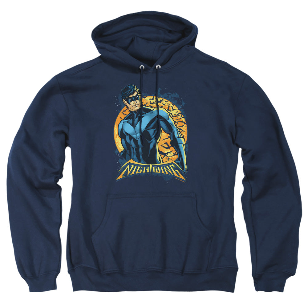 AN OFFCIALLY LICENSED BATMAN NIGHTWING MOON ADULT UNISEX PULLOVER HOODIE NAVY
