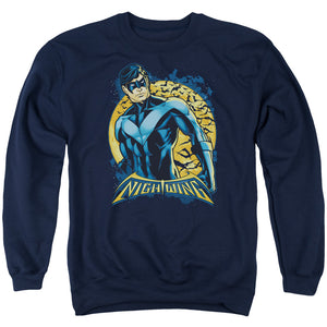 AN OFFCIALLY LICENSED BATMAN NIGHTWING MOON ADULT UNISEX CREWNECK SWEATSHIRT NAVY