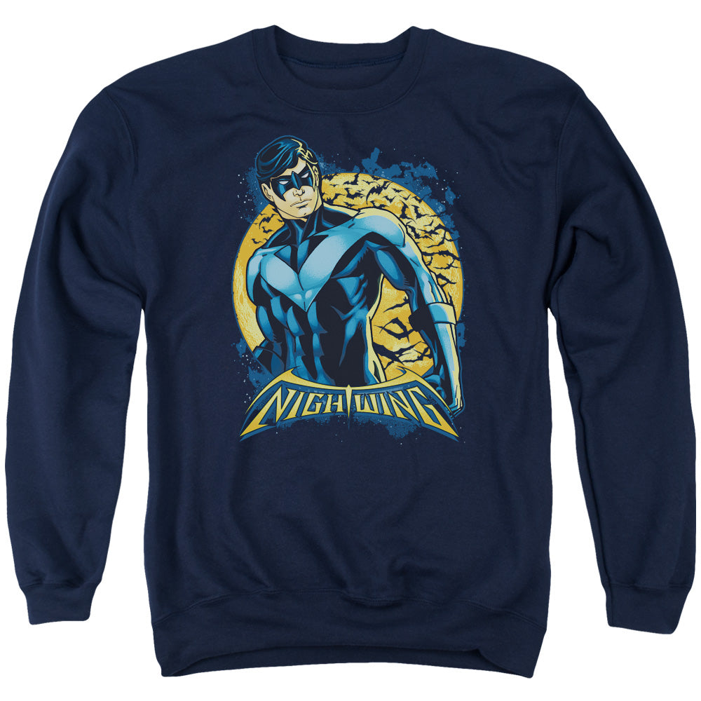 AN OFFCIALLY LICENSED BATMAN NIGHTWING MOON ADULT UNISEX CREWNECK SWEATSHIRT NAVY