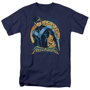 AN OFFCIALLY LICENSED BATMAN NIGHTWING MOON MEN'S REGULAR FIT T-SHIRT NAVY