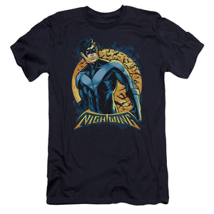 AN OFFCIALLY LICENSED BATMAN NIGHTWING MOON MEN'S PREMIUM SLIM FIT T-SHIRT NAVY
