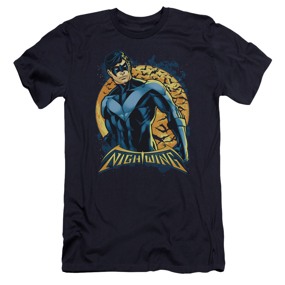 AN OFFCIALLY LICENSED BATMAN NIGHTWING MOON MEN'S PREMIUM SLIM FIT T-SHIRT NAVY