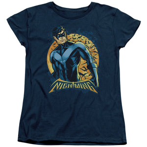 AN OFFCIALLY LICENSED BATMAN NIGHTWING MOON WOMEN'S REGULAR FIT T-SHIRT NAVY