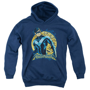 AN OFFCIALLY LICENSED BATMAN NIGHTWING MOON YOUTH HOODIE NAVY