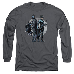 AN OFFCIALLY LICENSED BATMAN SPOTLIGHT MEN'S LONG SLEEVE T-SHIRT CHARCOAL