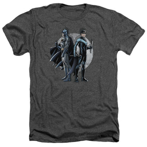 AN OFFCIALLY LICENSED BATMAN SPOTLIGHT MEN'S HEATHER T-SHIRT CHARCOAL