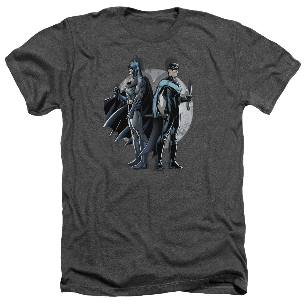 AN OFFCIALLY LICENSED BATMAN SPOTLIGHT MEN'S HEATHER T-SHIRT CHARCOAL