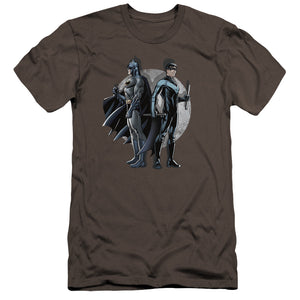 AN OFFCIALLY LICENSED BATMAN SPOTLIGHT MEN'S PREMIUM SLIM FIT T-SHIRT CHARCOAL