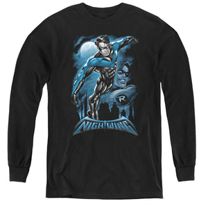 AN OFFCIALLY LICENSED BATMAN ALL GROWN UP YOUTH LONG SLEEVE T-SHIRT BLACK