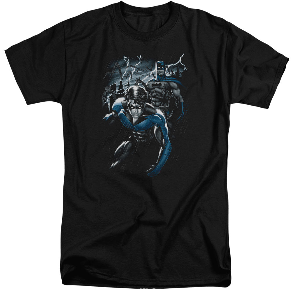 AN OFFCIALLY LICENSED BATMAN DYNAMIC DUO MEN'S TALL FIT T-SHIRT BLACK