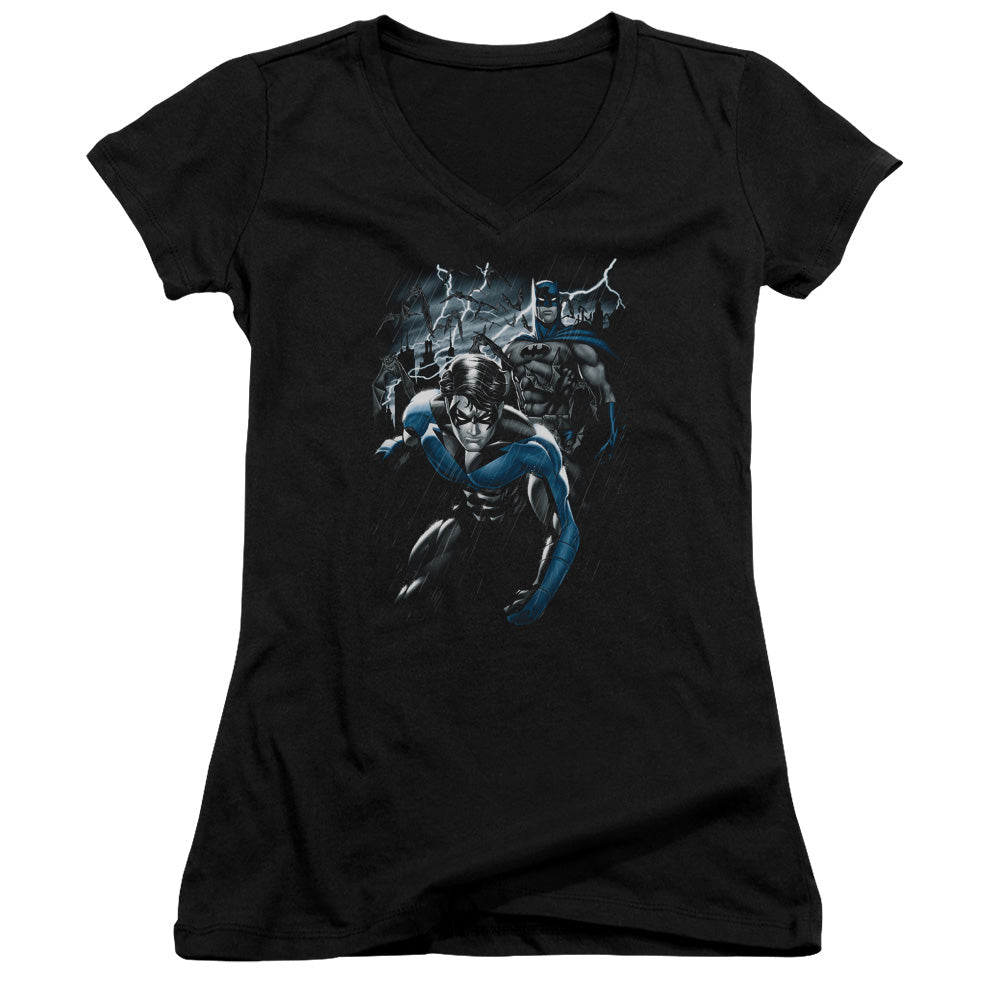 Batman Dynamic Duo Licensed Women's T-Shirt Juniors V-Neck SM