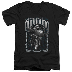 AN OFFCIALLY LICENSED BATMAN NIGHTWING BIKER MEN'S V-NECK T-SHIRT BLACK