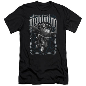 AN OFFCIALLY LICENSED BATMAN NIGHTWING BIKER MEN'S PREMIUM SLIM FIT T-SHIRT BLACK