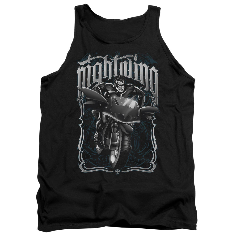 AN OFFCIALLY LICENSED BATMAN NIGHTWING BIKER ADULT UNISEX TANK TOP BLACK