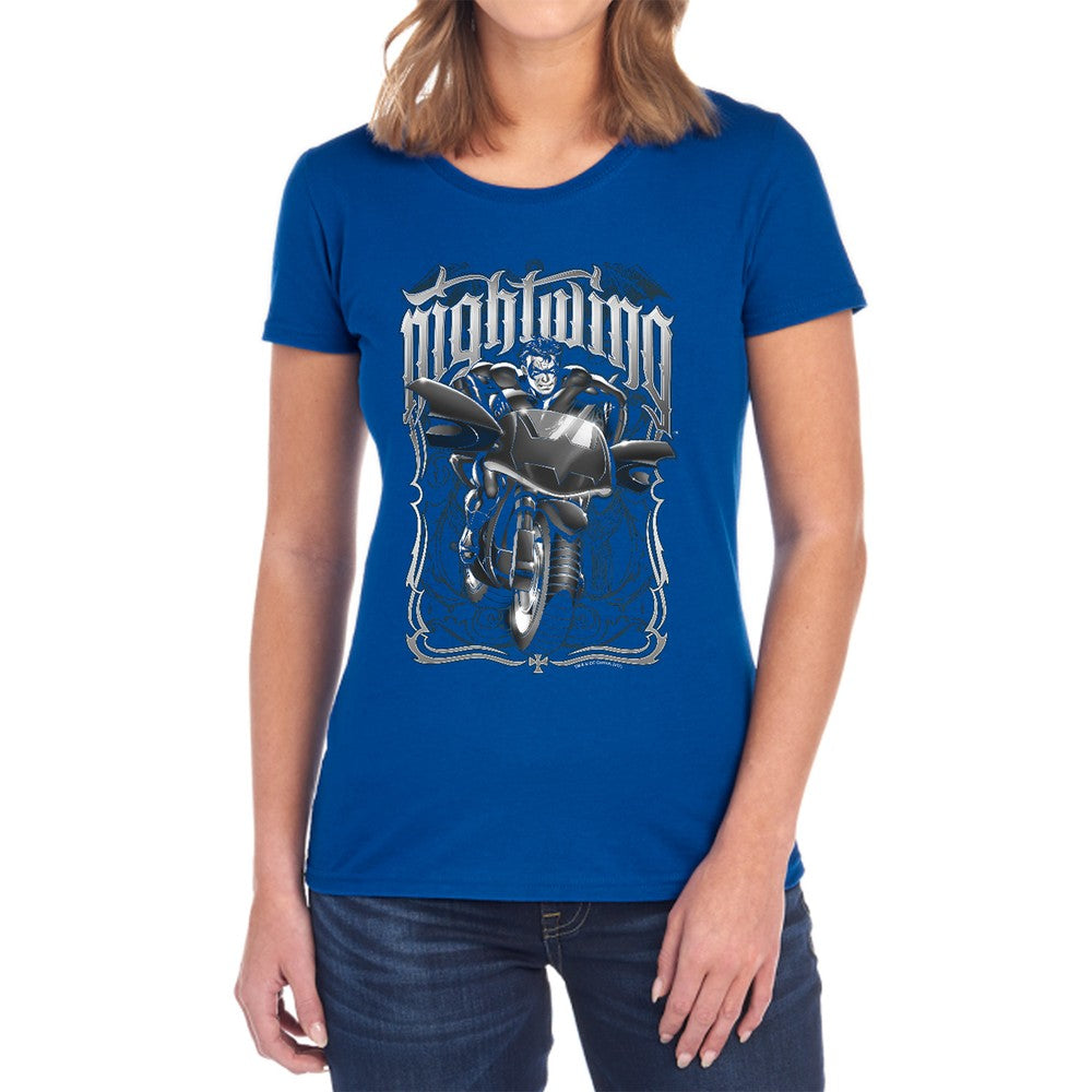 Batman Nightwing Biker Licensed Women's T-Shirt Regular Fit SM-2X