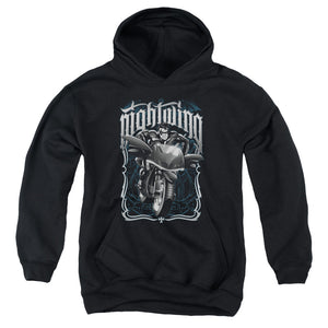 AN OFFCIALLY LICENSED BATMAN NIGHTWING BIKER YOUTH HOODIE BLACK