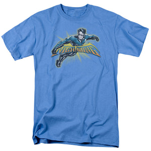 AN OFFCIALLY LICENSED BATMAN NIGHTWING BURST MEN'S REGULAR FIT T-SHIRT CAROLINA BLUE