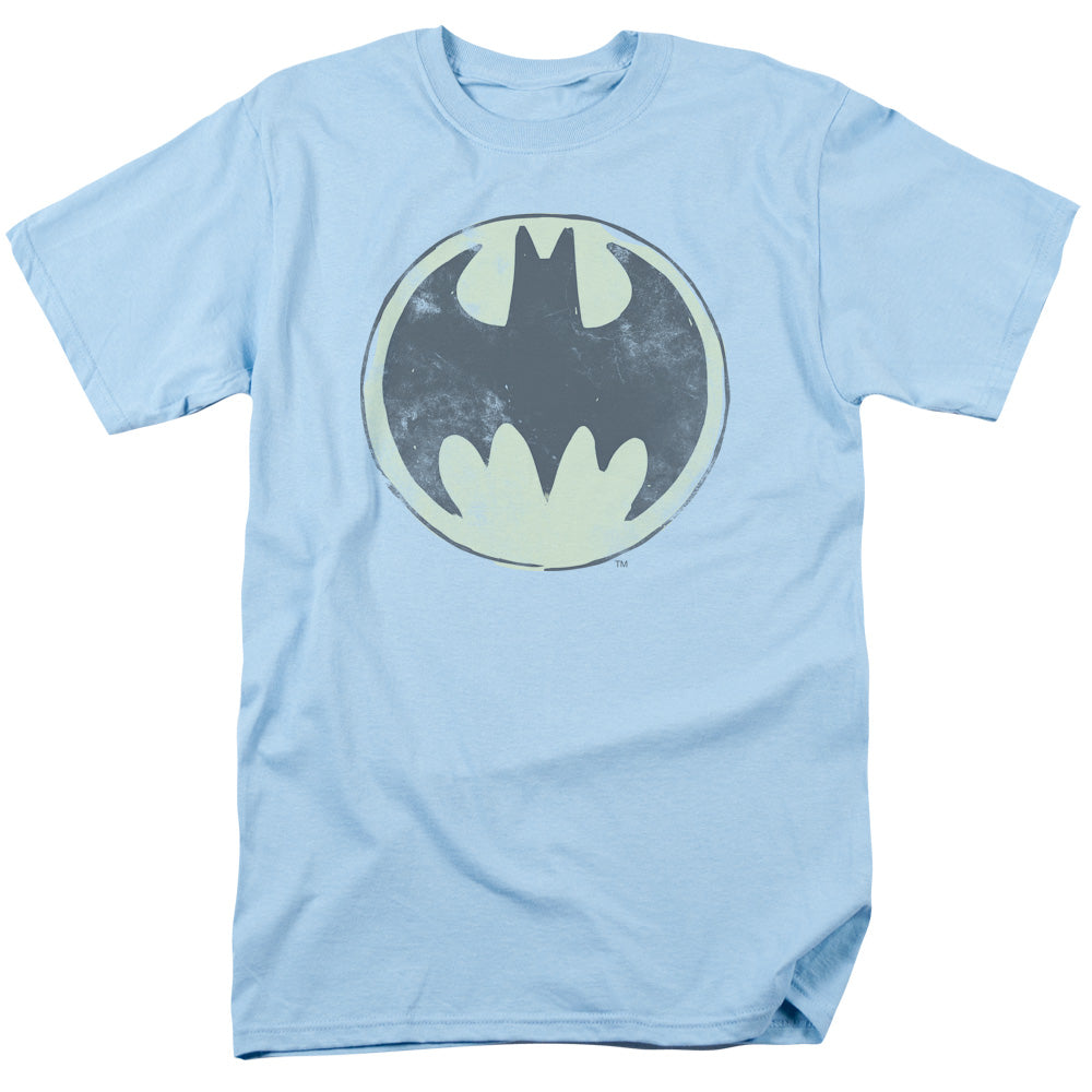 AN OFFCIALLY LICENSED BATMAN OLD TIME LOGO MEN'S REGULAR FIT T-SHIRT LIGHT BLUE
