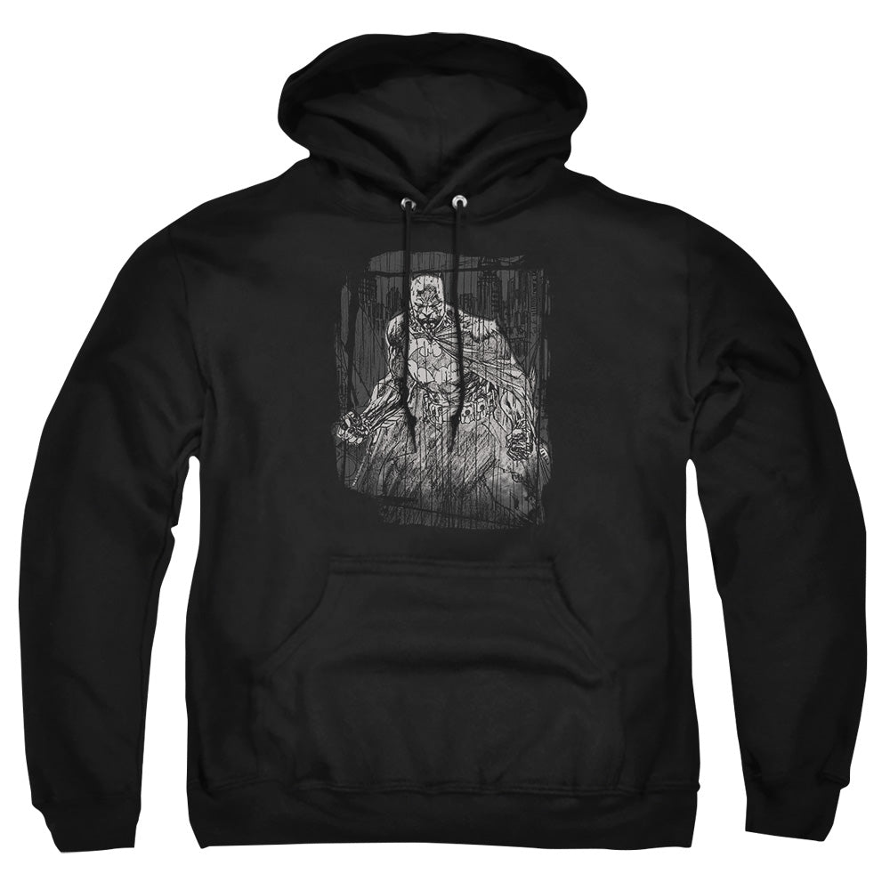 AN OFFCIALLY LICENSED BATMAN PENCILLED RAIN ADULT UNISEX PULLOVER HOODIE BLACK