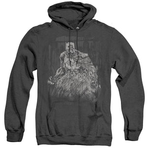 AN OFFCIALLY LICENSED BATMAN PENCILLED RAIN ADULT UNISEX HEATHER PULLOVER HOODIE BLACK