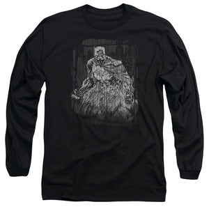 AN OFFCIALLY LICENSED BATMAN PENCILLED RAIN MEN'S LONG SLEEVE T-SHIRT BLACK