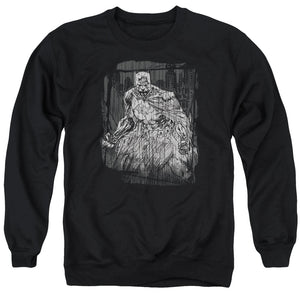 AN OFFCIALLY LICENSED BATMAN PENCILLED RAIN ADULT UNISEX CREWNECK SWEATSHIRT BLACK